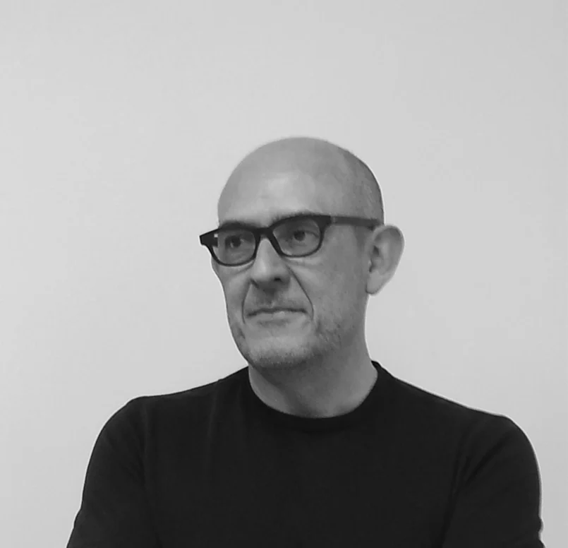 Portrait of Francisco Sanin, architect and educator, black and white